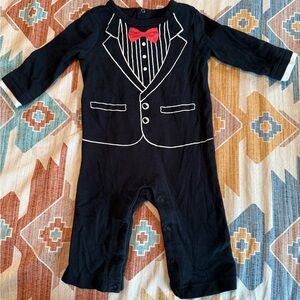 Cherokee Black Tuxedo Style Kids One Piece with Red Bow Tie